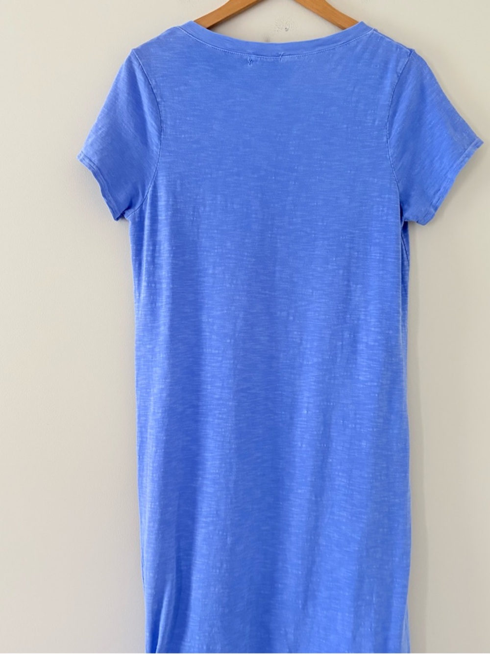 Fresh Produce Blue T-Shirt Dress Ruched Tie Side Midi Cotton Made in USA Sz L - Picture 9 of 13